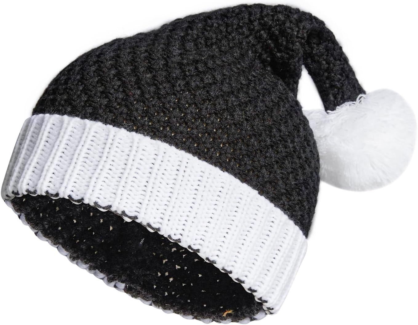 Black Santa'S Knit Beanie Hat for Adult, Christmas Xmas Party Knitted Hat for Women Men