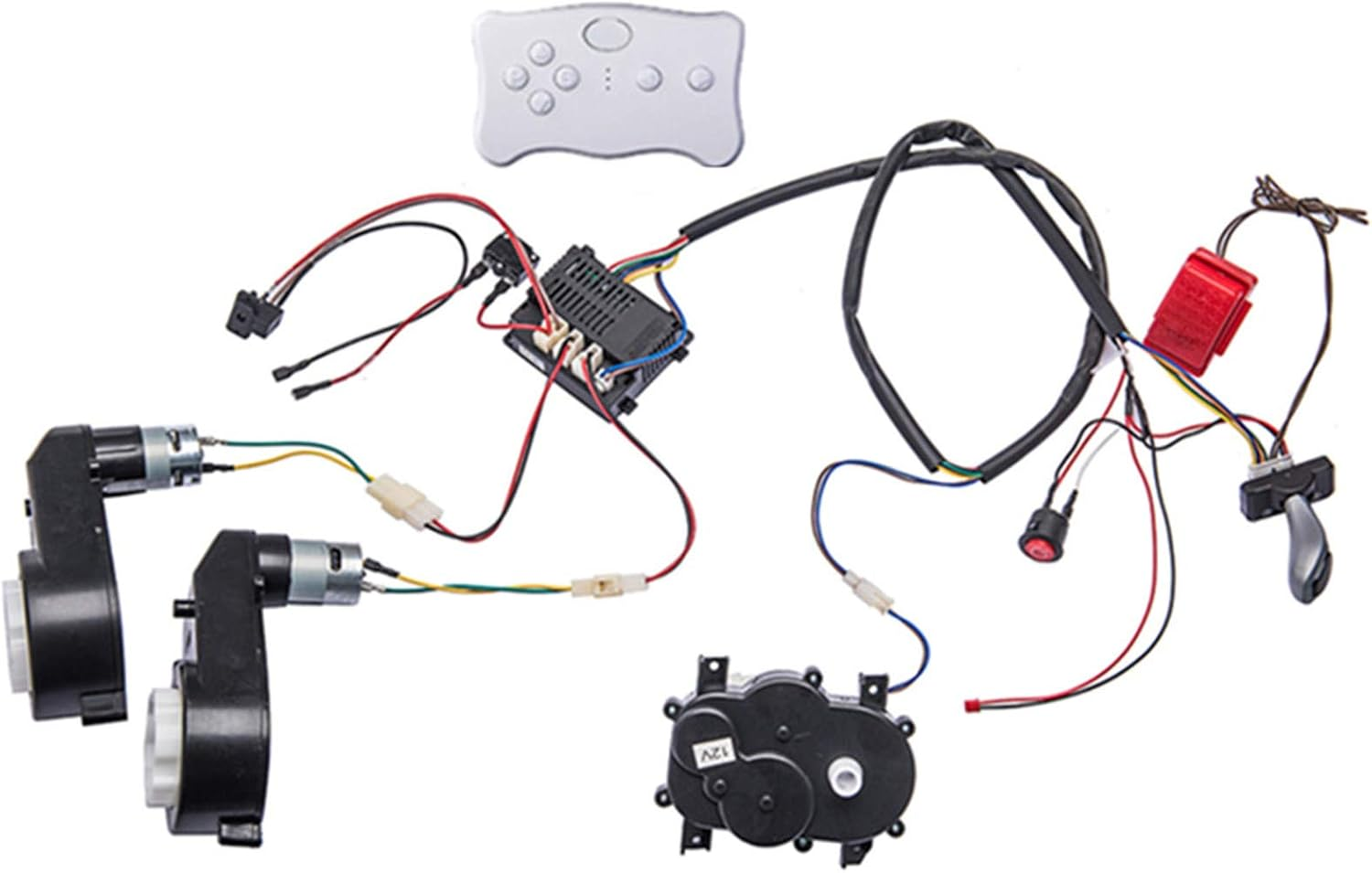 Kids Ride on Car 12V DIY Modified Harness Complete Set of Remote Control Circuit Board Wires Switch Gearbox, Used for Children Electric Ride on Car with RS550 Motors