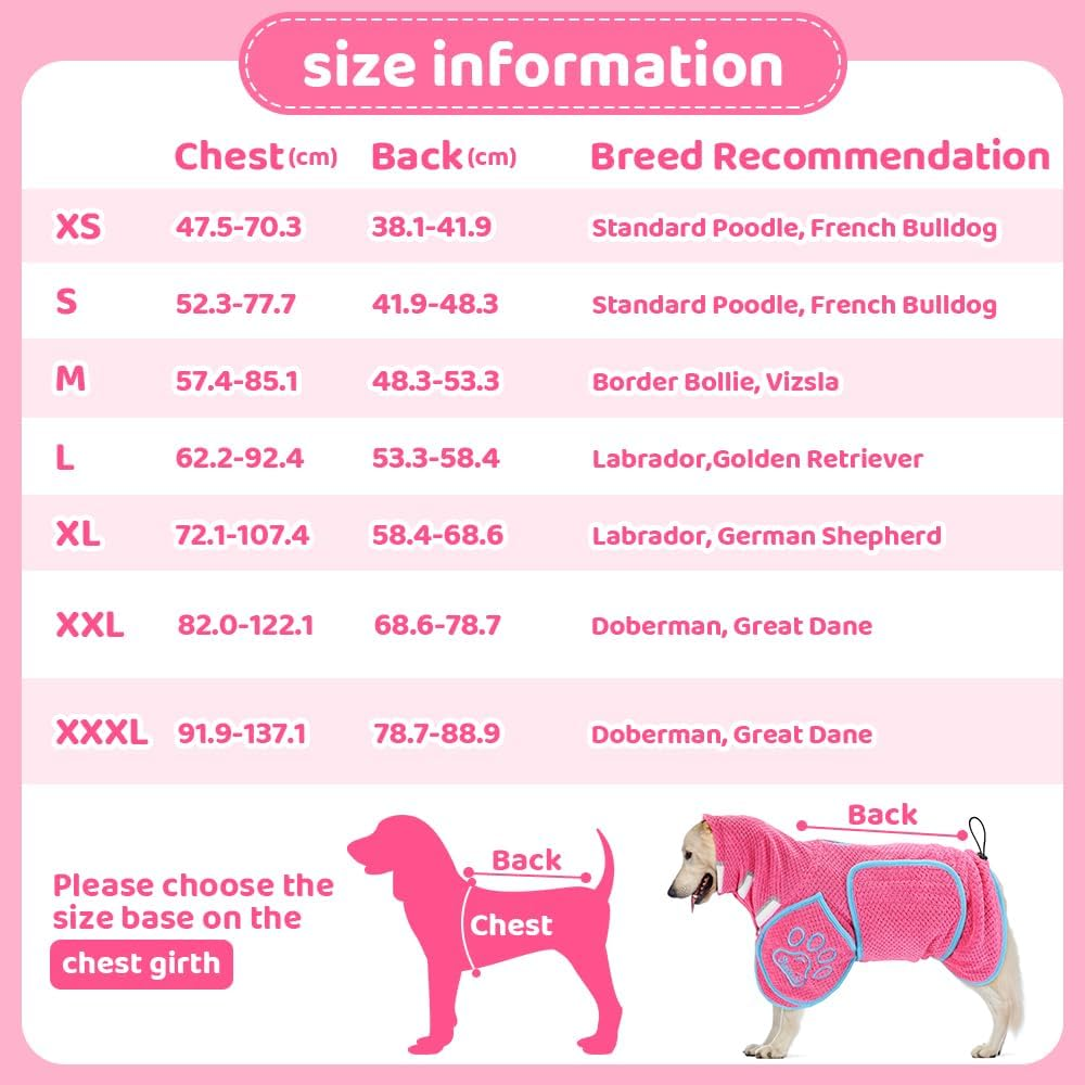 AUTOWT Dog Drying Coat, Microfibre Pet Bathrobe Towel, Absorbent Quick-Drying... - Picture 3 of 18