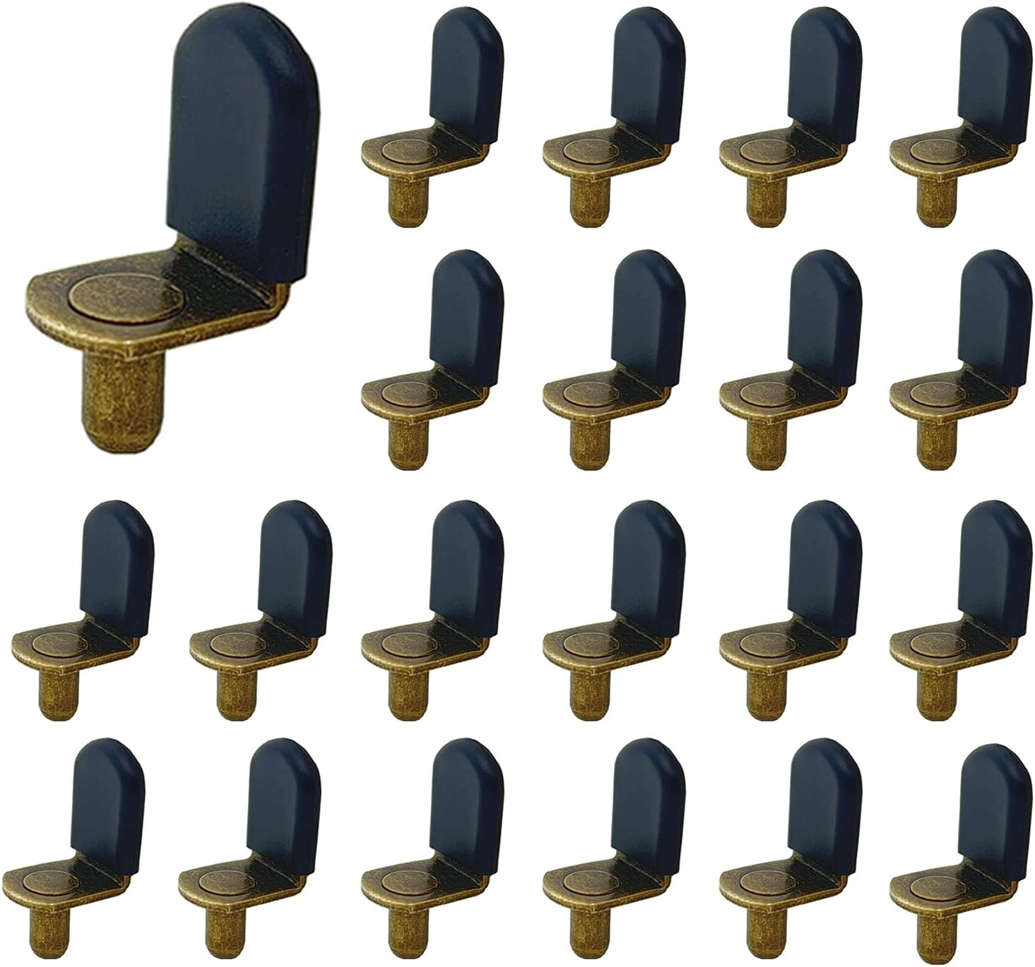 Bronze Shelf Pins, 40Pcs L-Shaped Clips 1/4 Inch Shelf Support Pegs for Glass Supports, with Rubber Sleeve Black