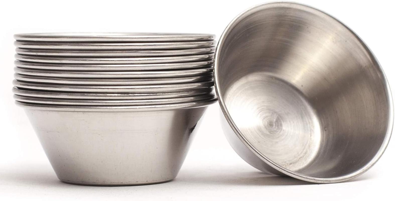 Ramekins Stainless Steel Condiment Sauce Cups, Metal Ramekins, Commercial Grade, Multifunctional, Ideal for All Hot and Cold Sauces, Individual Portion Cups (24, 1.5 Oz)