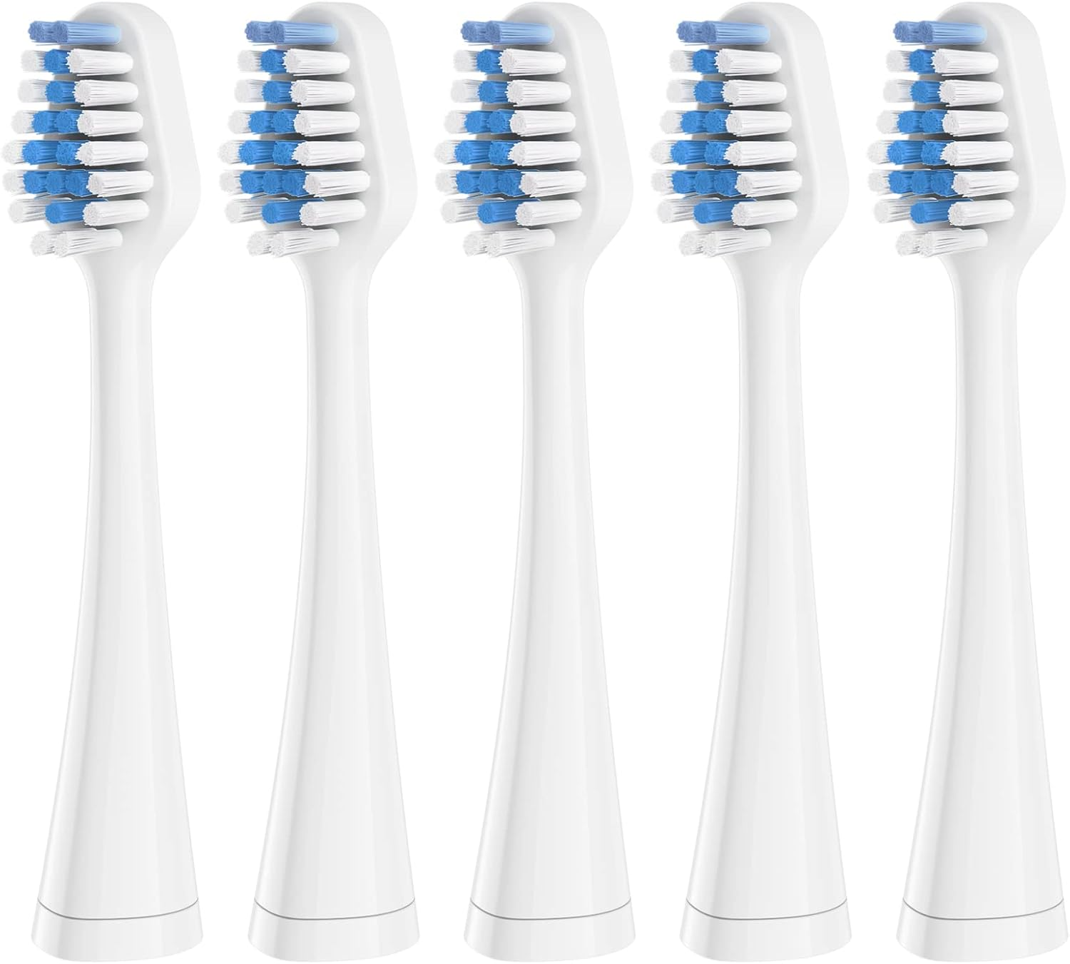 Replacement Toothbrush Heads for Waterpik Complete Care 5.0/9.0 Tooth Brush, and for Aquasonic Duo Series and Home Dental Center Electric Toothbrush, 5 Count, White