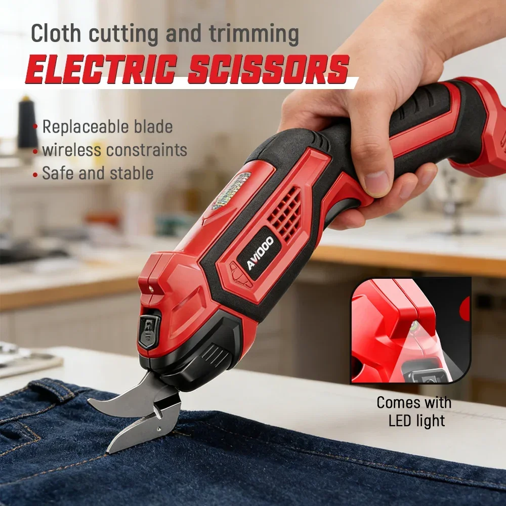 2026 Cordless Electric Scissors for Fabric Leather Carpet PVC And Cardboard 4.2V 2000mAh Battery LED Light Cutter for Fabric