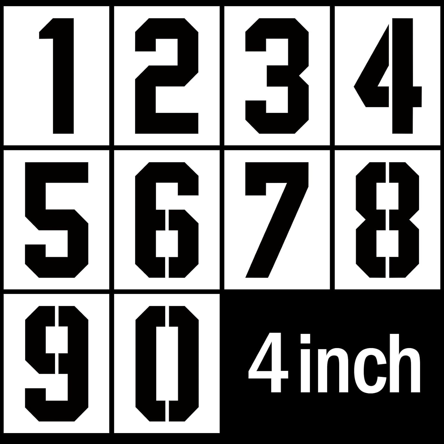 4 Inch Reusable Number Stencils Set 0-9 Plastic Stencil Template for Cake