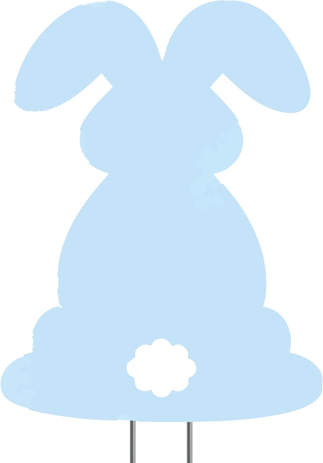 Happy Easter Bunny Rabbit Classic Yard Sign Home Decor Lawn Decoration with Stakes Easter Egg (Blue)