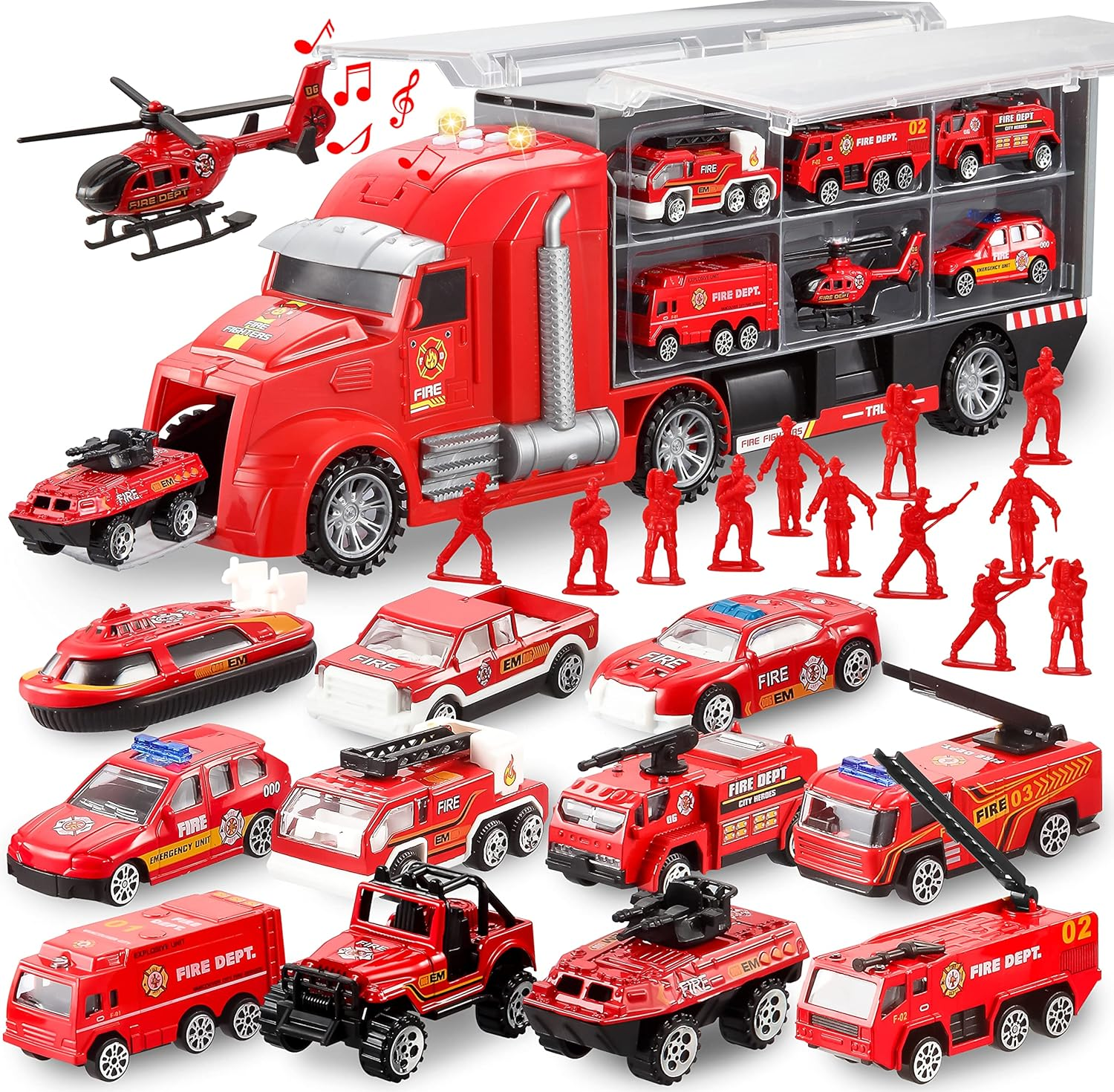 JOYIN 25 in 1 Fire Truck Vehicle Toy Set