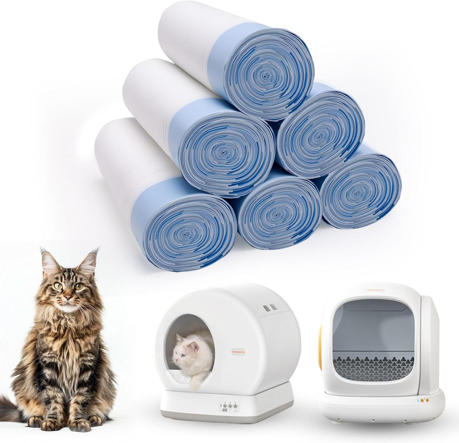 120 Count Self-Cleaning Cat Litter Box Liners Bag, Compatible with MeoWant-SCO1 and MeoWant-SCO2, Thick Heavy Duty Drawstring Replacement Cat Litter Box Liners-18