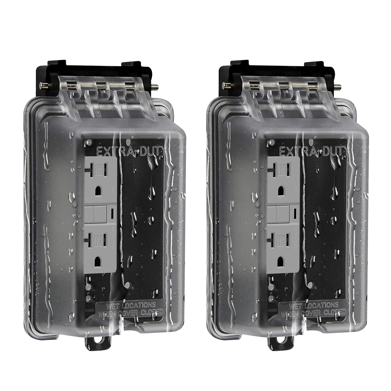 Outdoor Outlet Cover Extra-Duty in-Use Weatherproof Outdoor Decorator/GFCI Receptacle Outlets, Weatherproof Enclosure, 1-Gang H15.5cm x W8.6cm x D7.1cm, Clear Cover, 2 Count