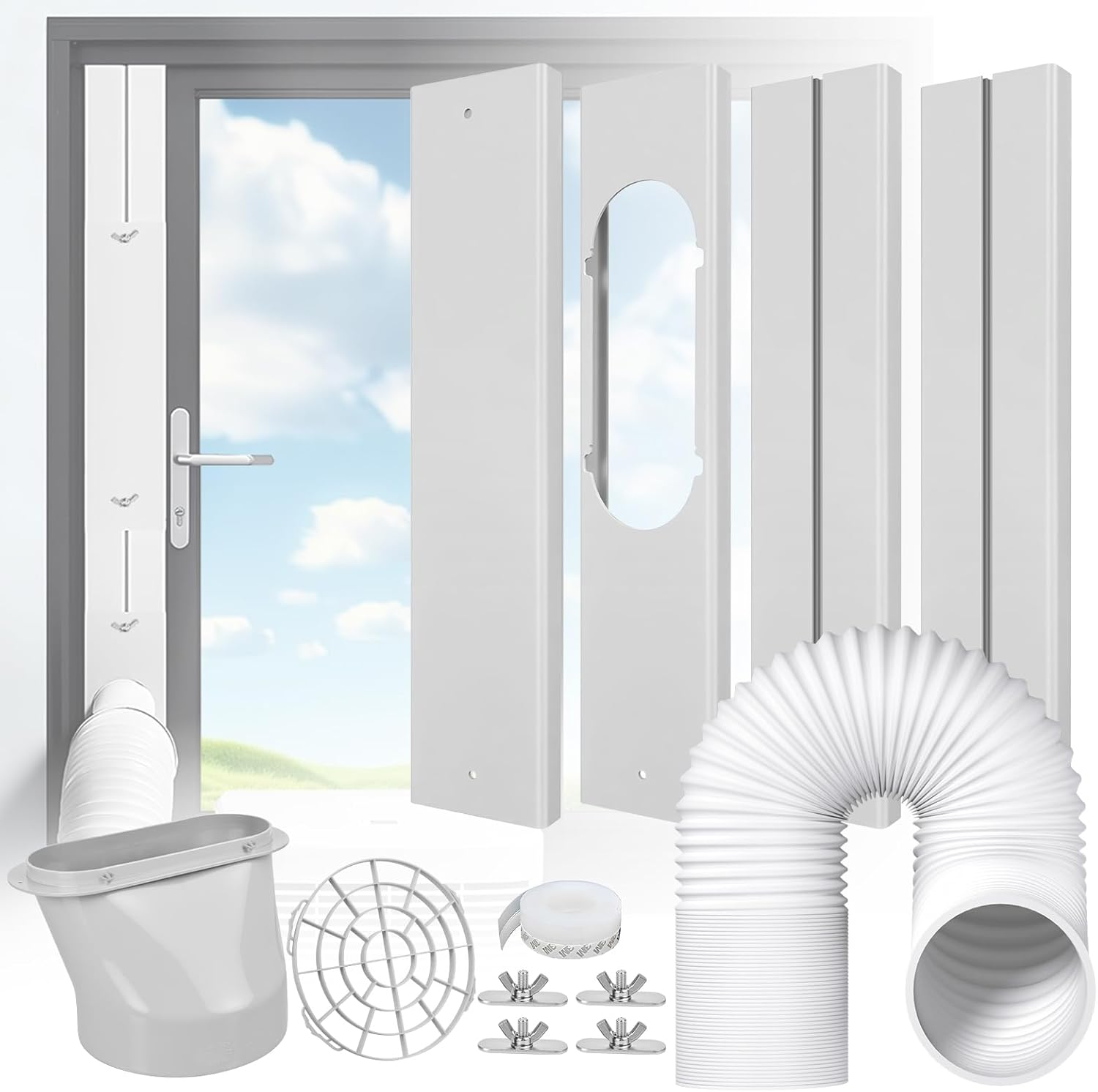 Portable Air Conditioner Window Kit - Adjustable Universal Window Seal AC Vent Kit with 5.9” Exhaust Hose for Sliding Vertical/Horizontal Windows