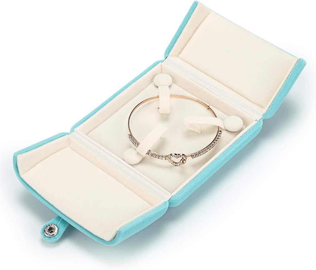 Velvet Bracelet Gift Box, Bangle Holder Case, Jewelry Storage cyan blue