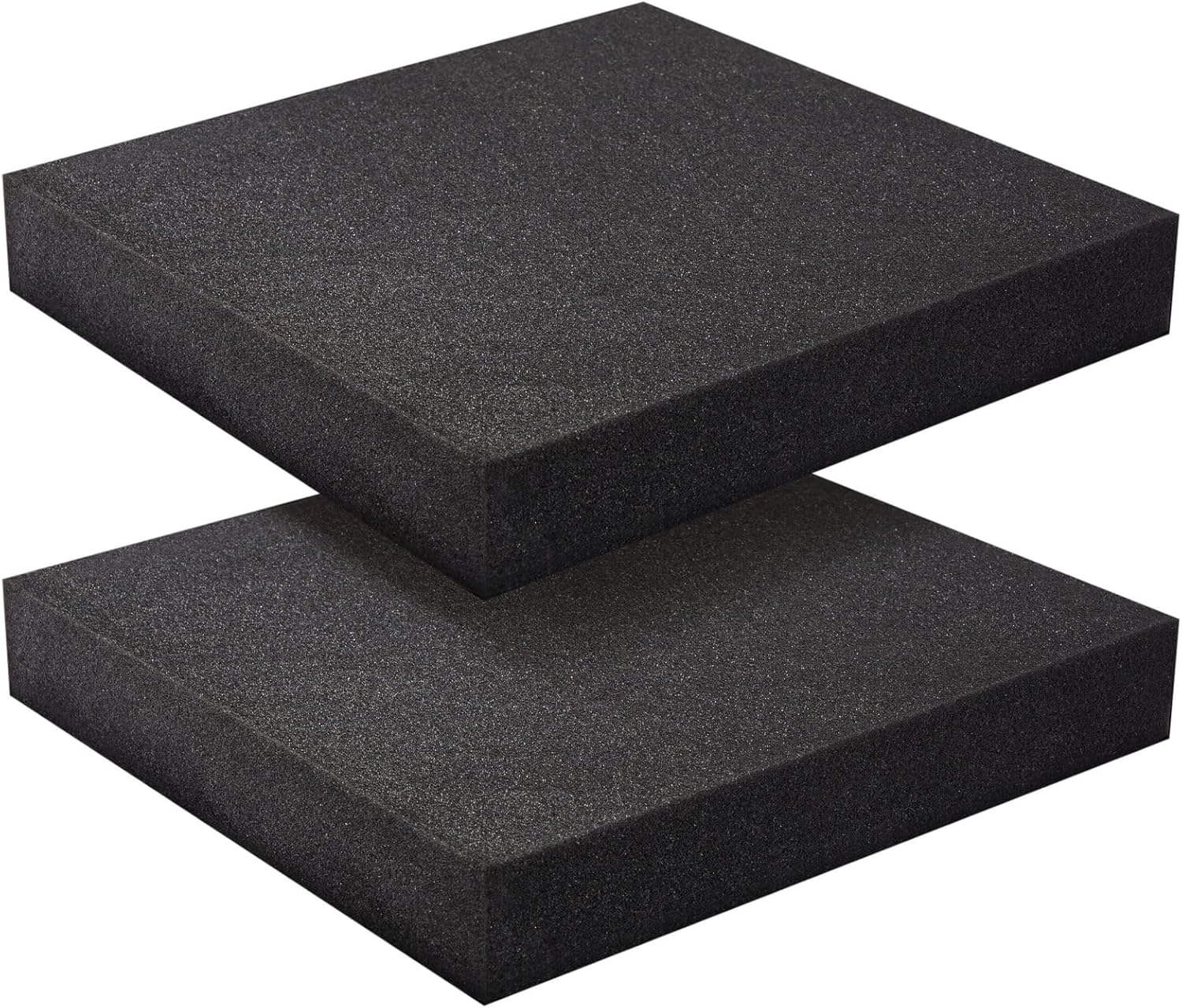 Pack of 2 Black Polyurethane Foam Sheets - 12 X 12 X 2 in Customizable Insert Pads for Tool Cases, Cushioning, and Crafts