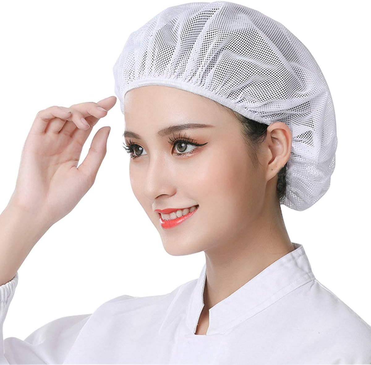 6Pcs Unisex Elastic Chef Hat Kitchen Cooking Hat Food Service Hair Nets