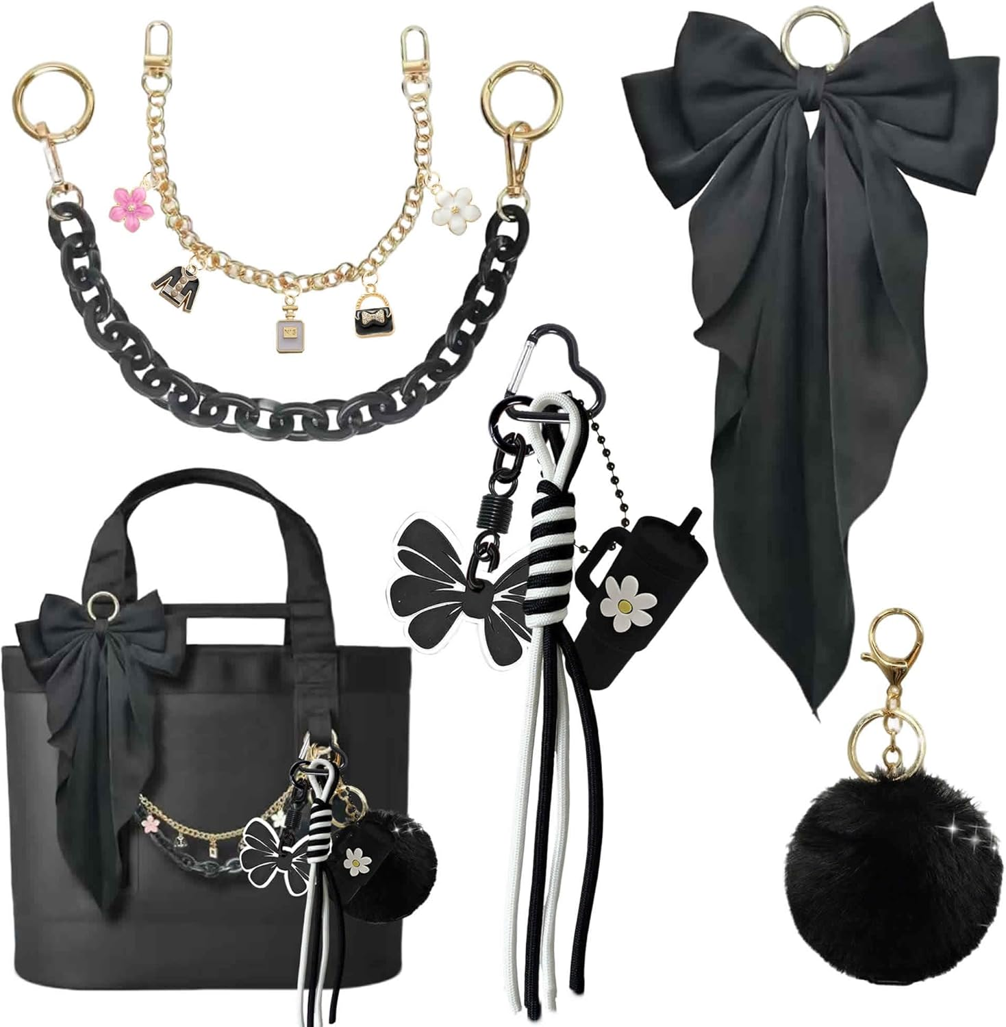 8-Piece Tote Bag Decoration Kit for YETI Camino & Bogg Beach Totes (Black)