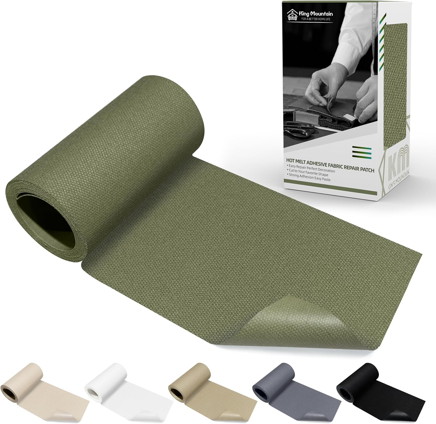 Canvas Iron on Patch,3"×60",Waterproof 100% Cotton Fabric Repair Patch,Used for Various Sofa,Tent,Clothes,Seats,Suitcases (Grass Green)
