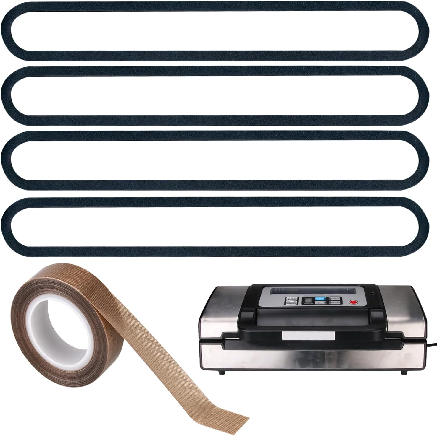 4 Pack Foam Replacement Gaskets Compatible with Deluxe Food VS-12 Vacuum Seale,Teflon Tape/Ptfe Tape for Deluxe Food VS-12 Vacuum Sealer(Ptfe Tape 33 Feet) (13.5 * 1.76 * 0.3)