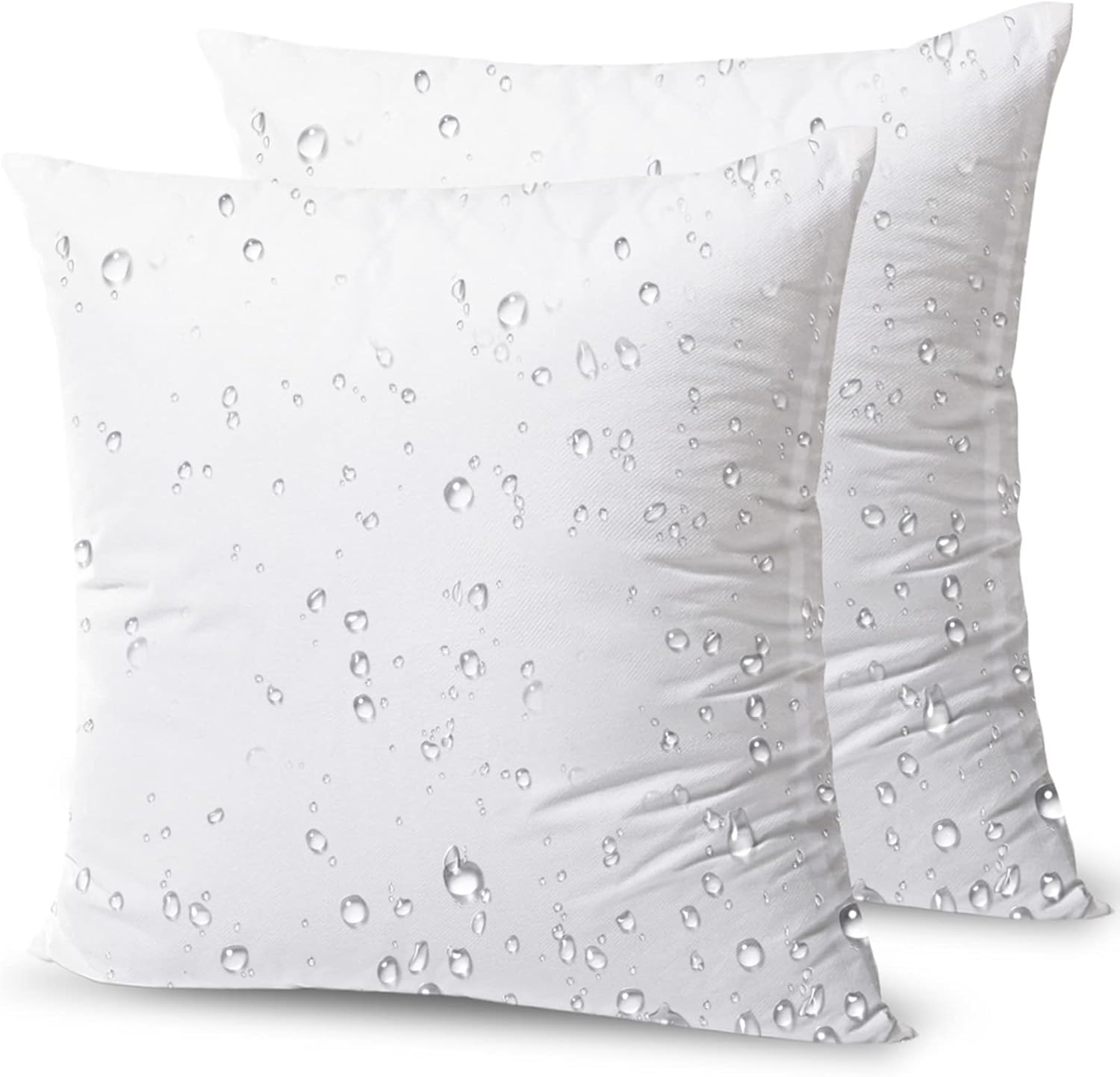 Premium Outdoor Pillow Inserts - Pack of 2 Square Form Water Resistant Polyester Throw Pillows, Couch Sham Cushion Stuffer, 22 X 22 Inches