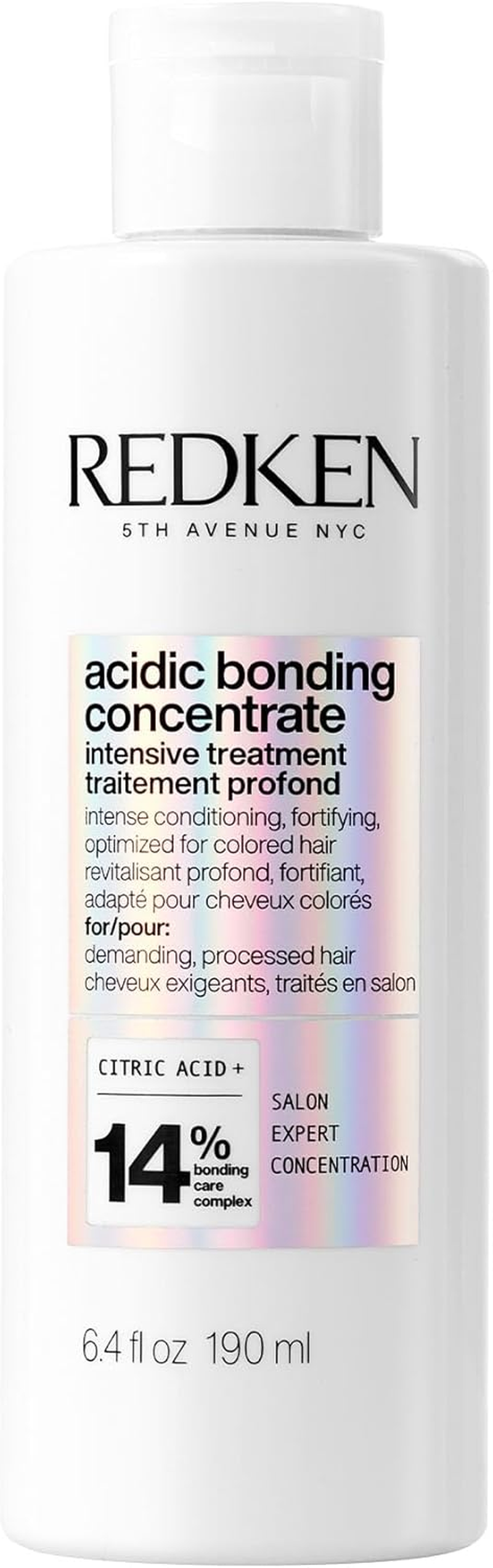 Redken Acidic Bonding Concentrate Intensive Pre-Treatment, Repairs Broken Bonds and Strengthens Weakened Hair, Citric Acid, for Damaged Processed Hair, 190Ml