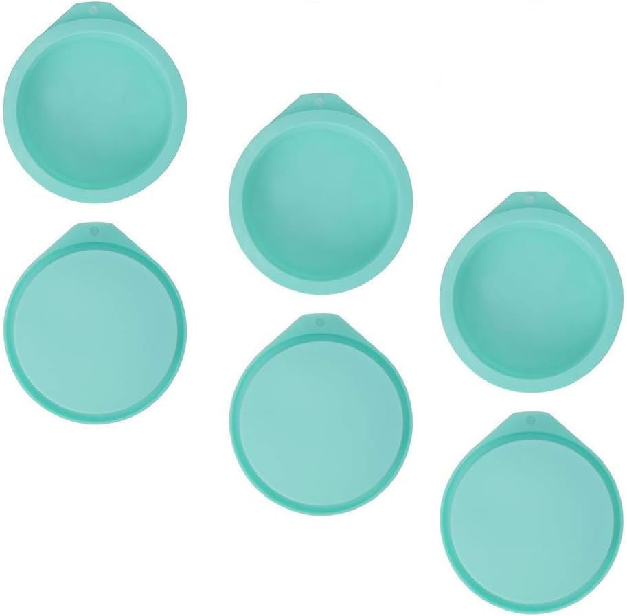6-Pack Silicone Cake Molds 4 Inch round Cakes Pans Green Baking Pan Set Silicone Baking Mold DIY Rainbow Cakes and round Resin Coaster Molds, 0.8 Inch Deep (Green)