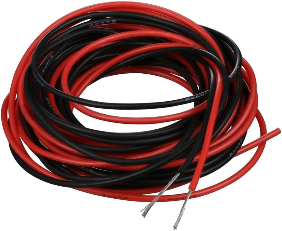 BNTECHGO 24 Gauge Silicone Wire Kit 10Ft Red and 10Ft Black Flexible 24 AWG Stranded Tinned Copper Wire