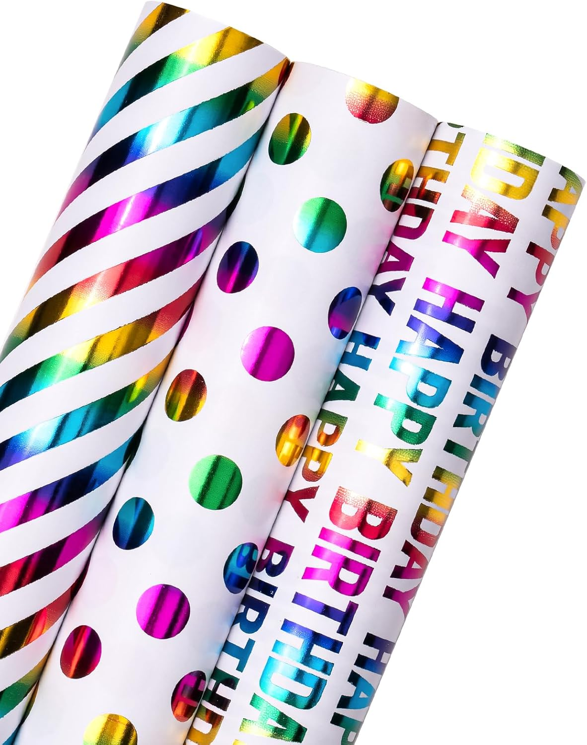 Reversible Birthday Wrapping Paper Roll - Mini Roll - 17 Inch X 33 Feet Metallic Black Gold Happy Birthday Design Birthday Holiday Party Baby Shower - View #10