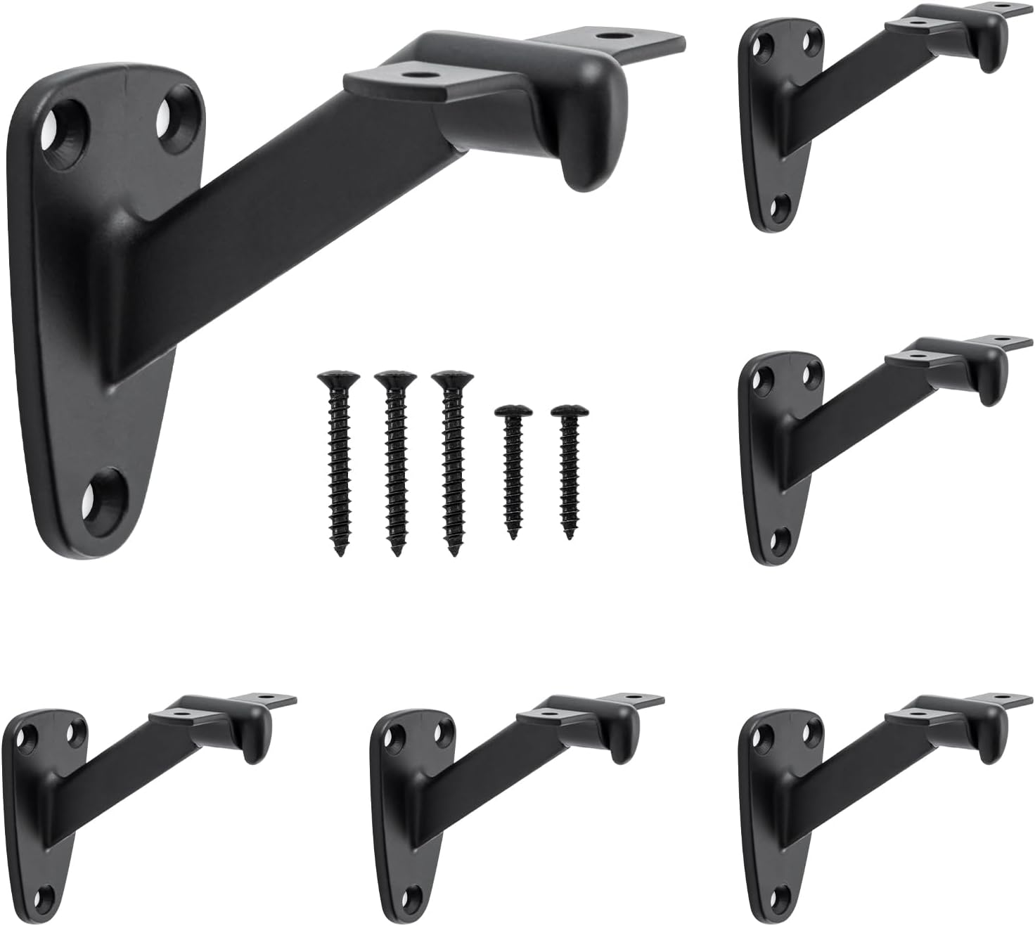 Heavy Duty Decorative Handrail Bracket Matte Black 6 Pack (Matte Black)