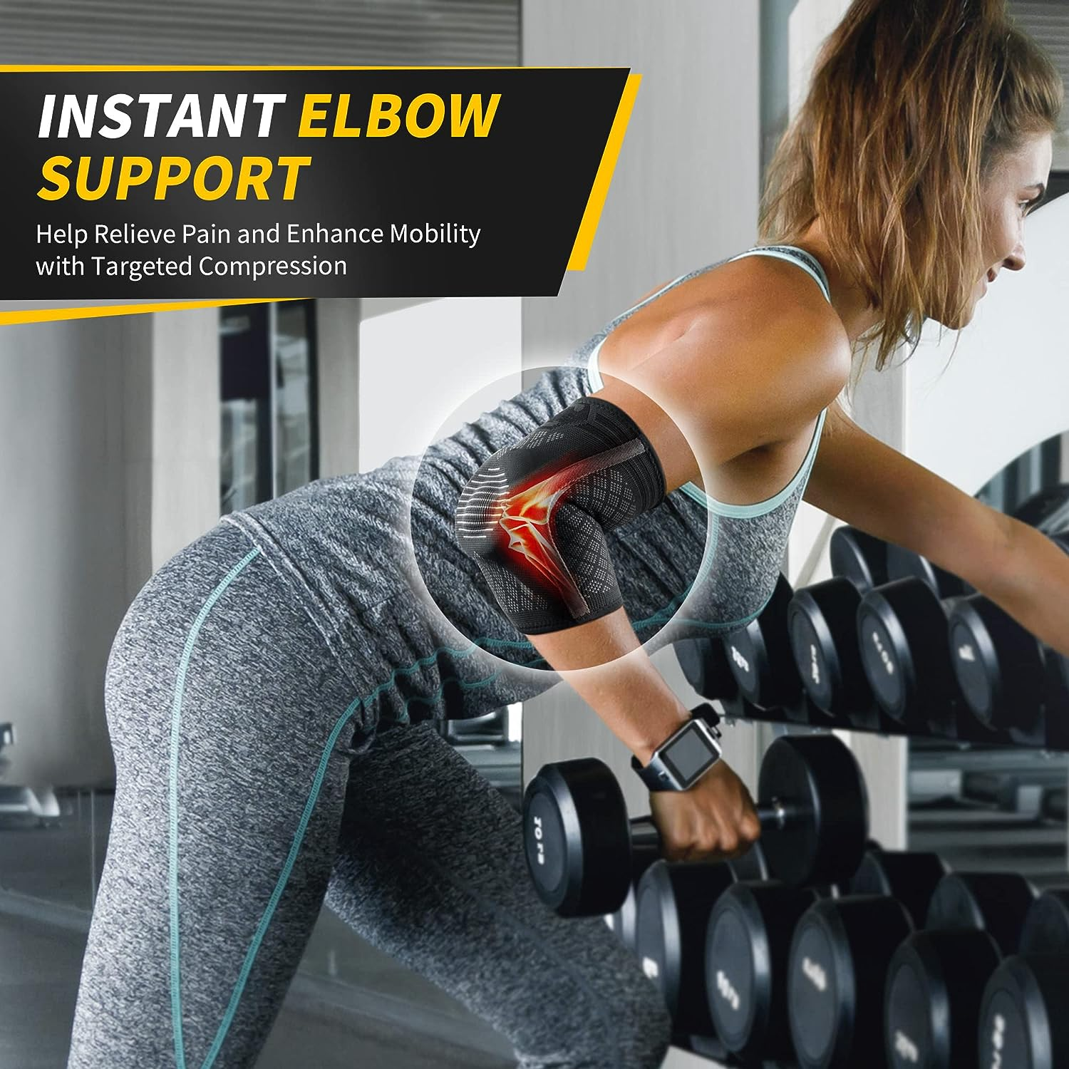 CAMBIVO Elbow Brace for Tendonitis and Tennis Elbow with Gel Pad and Dual Sta... - Picture 5 of 10