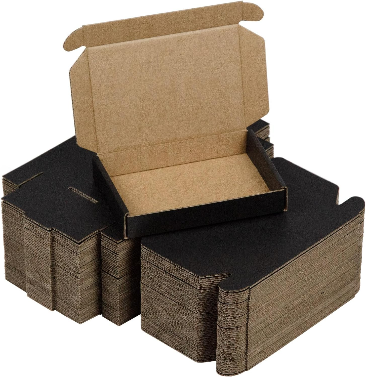 50 Pack 6x4x1 Inches Small Shipping Boxes Black Corrugated Cardboard Boxes Mov
