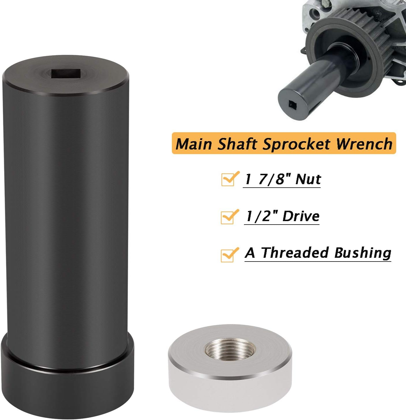 Mainshaft Sprocket Wrench for 1936-2006 Harley-Davidson Big Twins Engine & Twin Cam, 1 7/8 Inch Main Shaft Pulley Socket Tool
