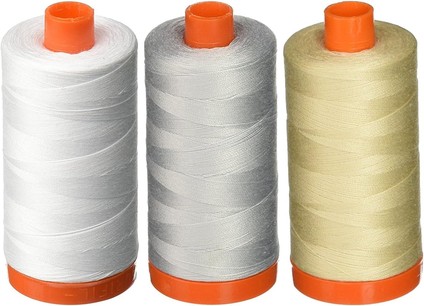 3-PACK -  50WT - White + Dove + Light Beige, Solid - Mako Cotton Thread - 1422Yds EACH