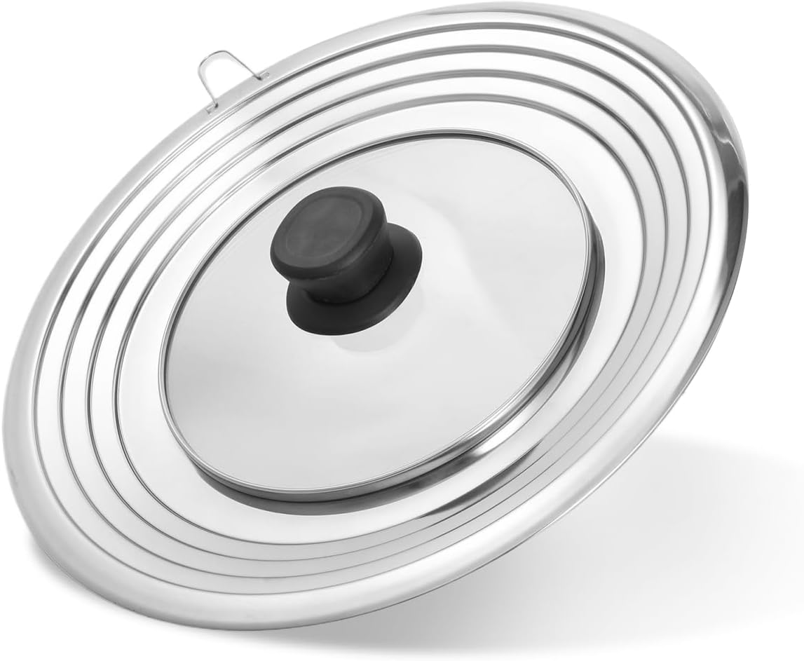 Tapa Universal Acero Inoxidable para Ollas Sartenes 9.5 a 12.5 con Agarre Termo
