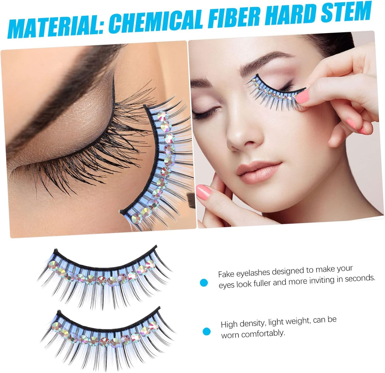 HAPINARY 5 Pairs Diamond False Eyelashes Makeup Eyelashes Color Stickers Fake... - Picture 10 of 13