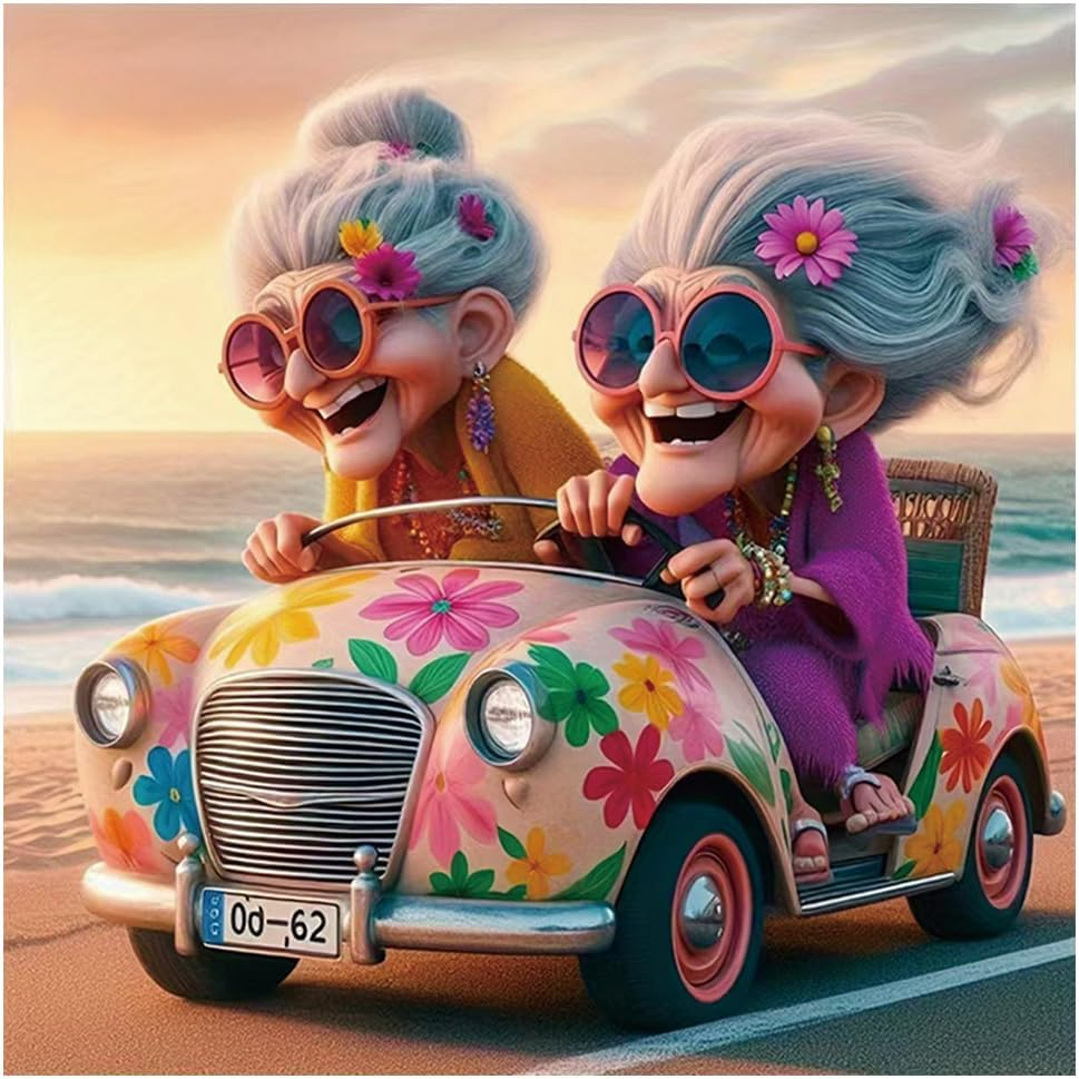 Car Diamond Painting Kits for Adults, round Full Drill Diamond Art Kits, 5D DIY Diamonds Crafts for Home Wall Decoration Gifts 12×12Inch