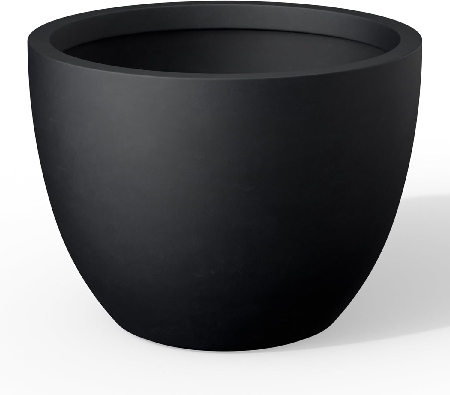 Kante 14.2 Inch round Concrete Planter - Classic Large Indoor/Outdoor Plant Pot with Drainage Hole and Rubber Plug, Suitable for Gardens and Patios, Black