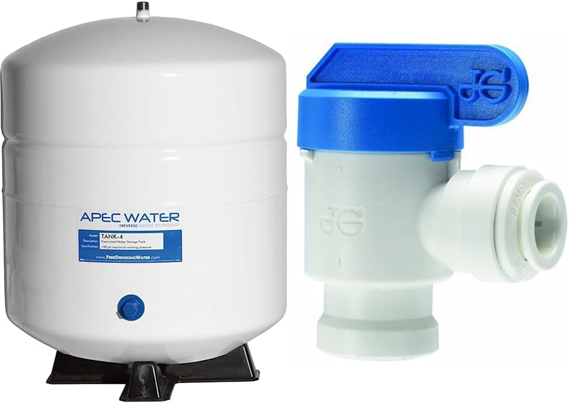 Systems Tank-4 4 Gallon and John Guest 3/8 Inch O.D. Tube Size X 1/4 Inch NPTF Speedfit to Female Shut off Valve Bundle