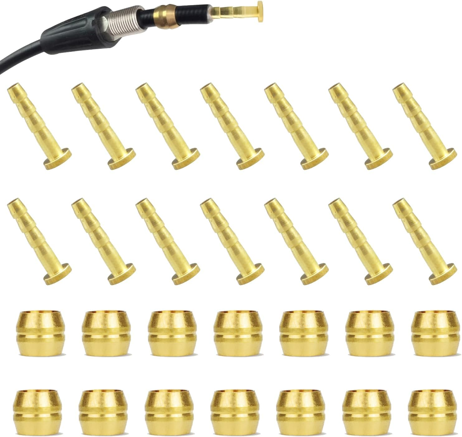 14 PCS BH59 Brake Olive and Barb - Brake Brass Olive and Connecting Insert Kit for Shimano Mountain Bike Bicycle BH59 Avid Sram Bike Hydraulic Disc Brake Hose BH59/BH90