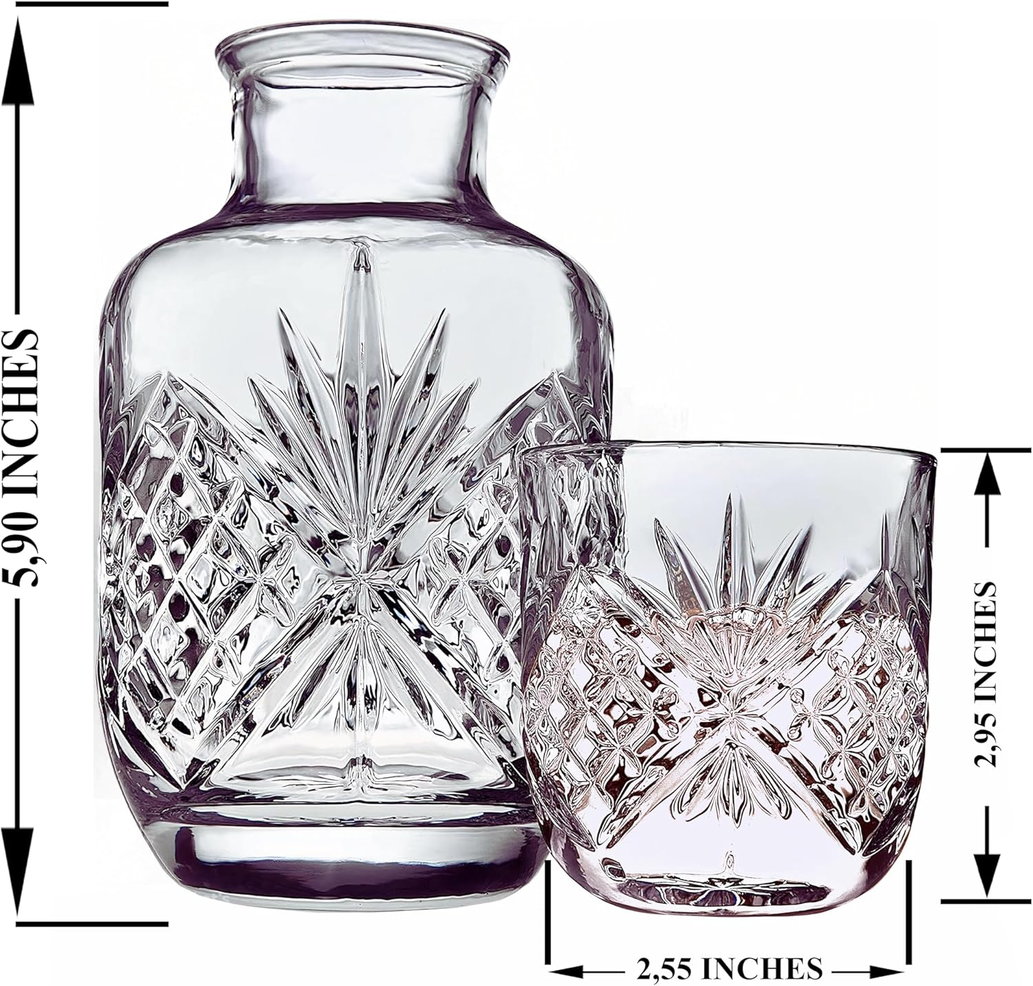 Bedside Water Carafe and Glass Set, Carafe, Water Carafe, Nightstand Carafe, ... - Picture 3 of 14