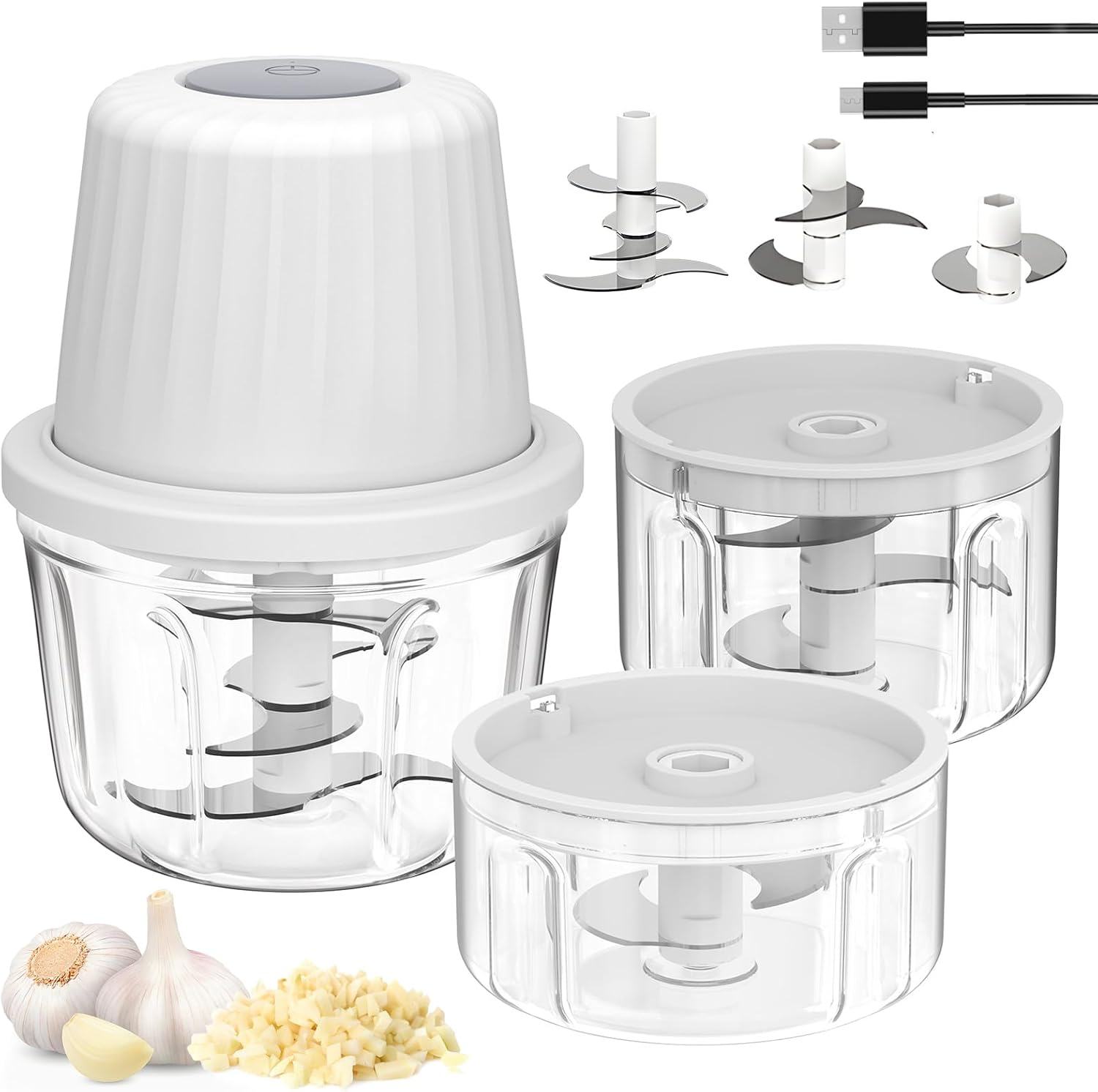 Mini Food Processor Cordless Set with Multiple 3*(400Ml+250Ml+100Ml) 