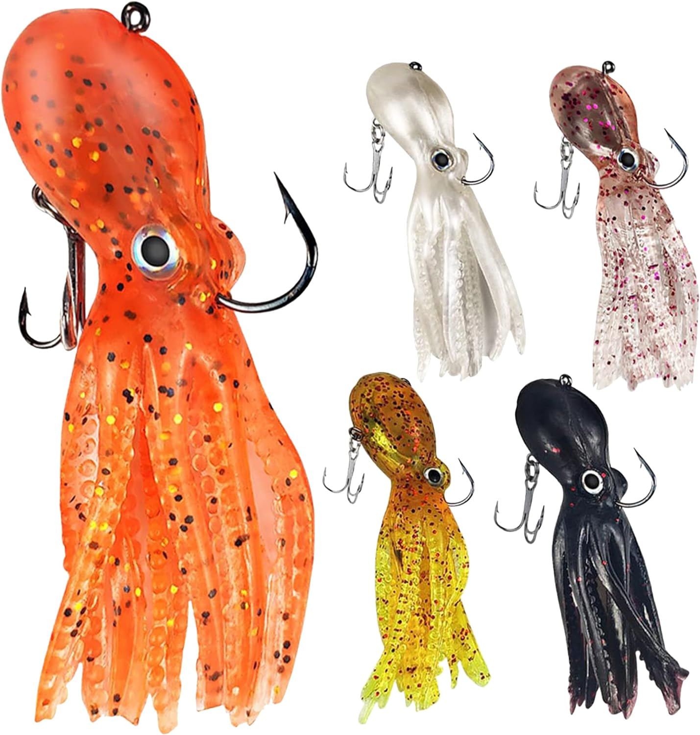 5Pcs Octopus Swimbait Soft Fishing Lures Saltwater Jigs Lingcod Rockfish Bait Set