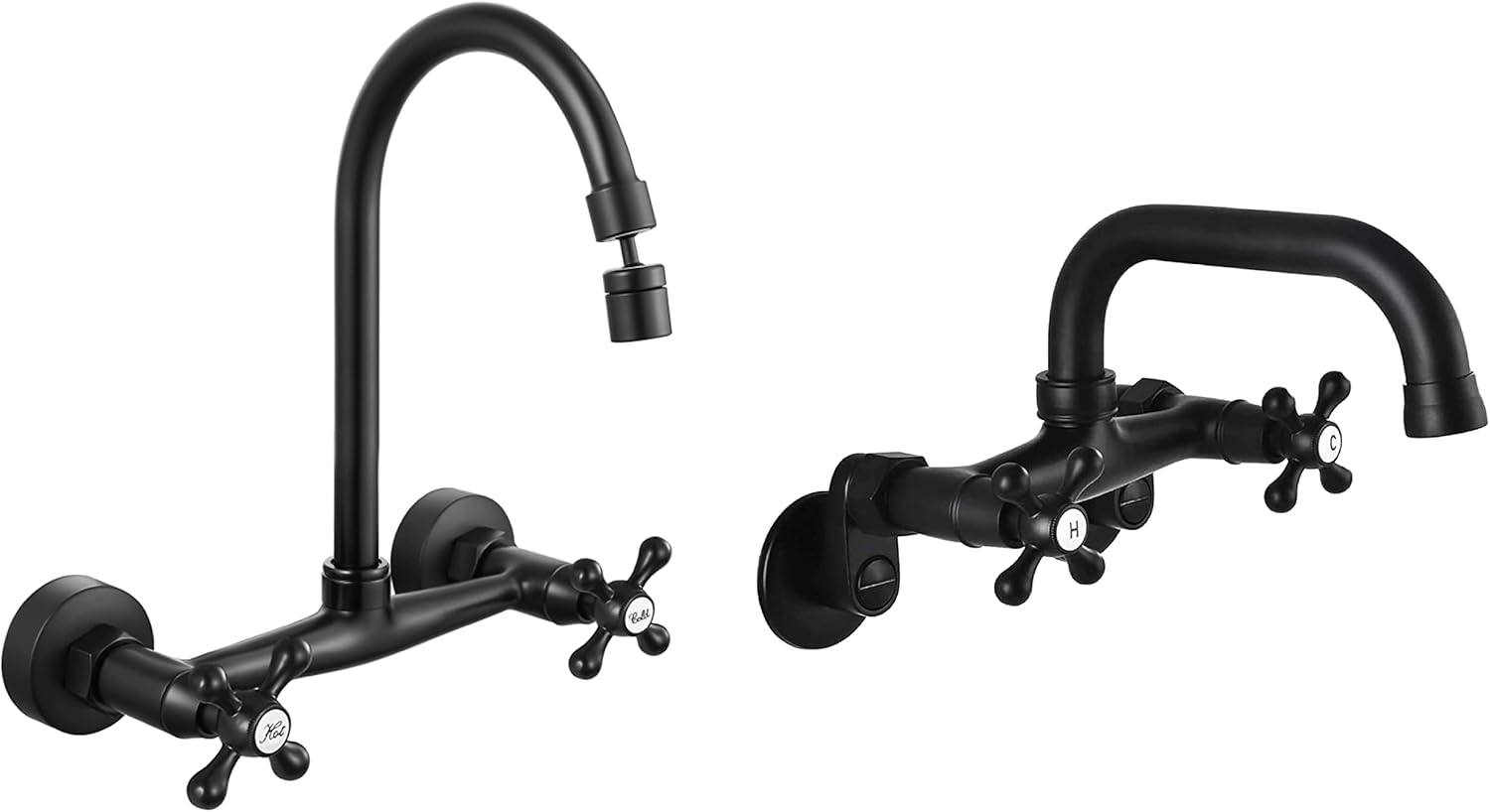 Airuida Wall Mount Kitchen Faucet Matte Black 8 Inch Center Wall Mount Faucet Kitchen with Sprayer Airuida Matte Black Wall Mount Kitchen Faucet 6 Inch(15Cm) Spout Reach