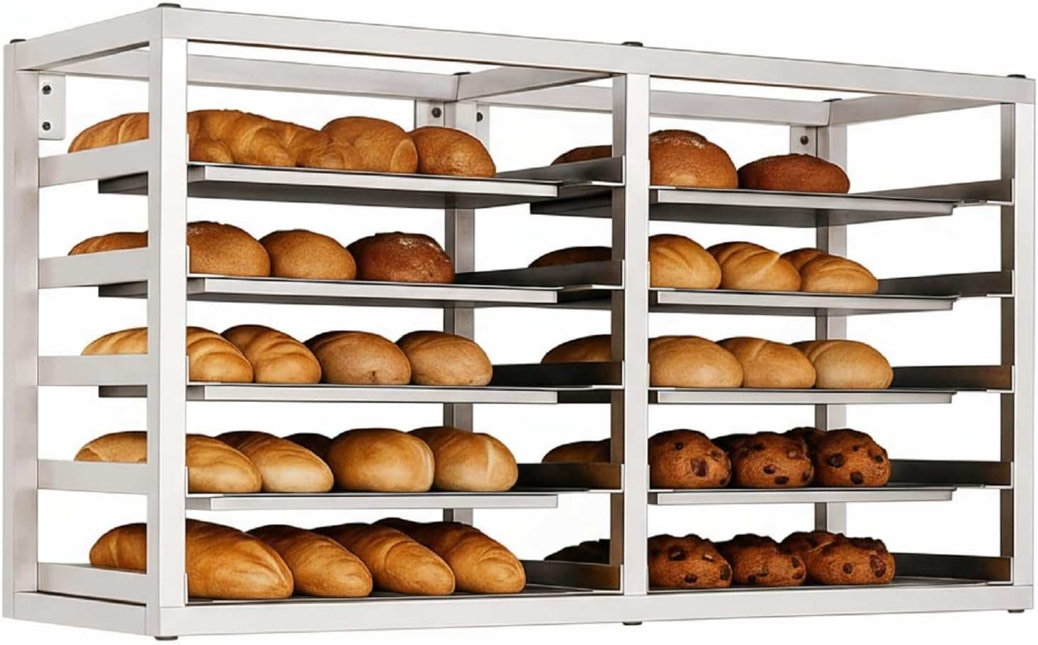 Wall Mounted 5 Tier Half Sheet Pan Rack – Extra Long 40” Heavy Duty Commercial Bun Rack, 40
