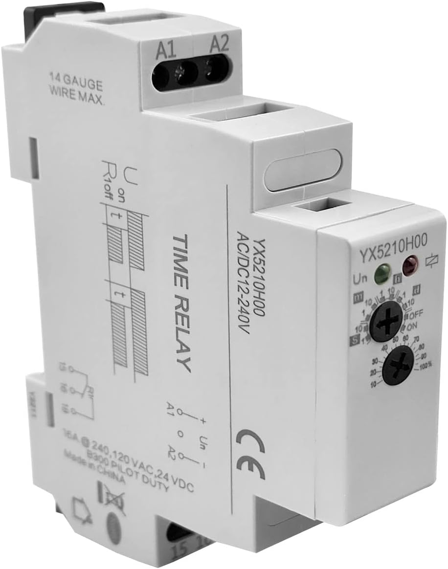 Delay Timer Switch, AC/DC 12V~240V Mini Power on Delay Time Relay Din Rail Timer Relay Mini Power on off Delay Relay with Adjustable Knob (Power on Delay)