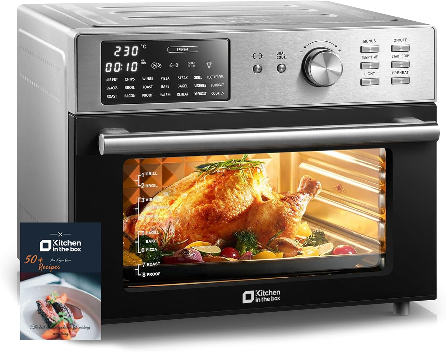 Extra Large Air Fryer Toaster Oven Combo 21-in-1 Silver Box 32QT