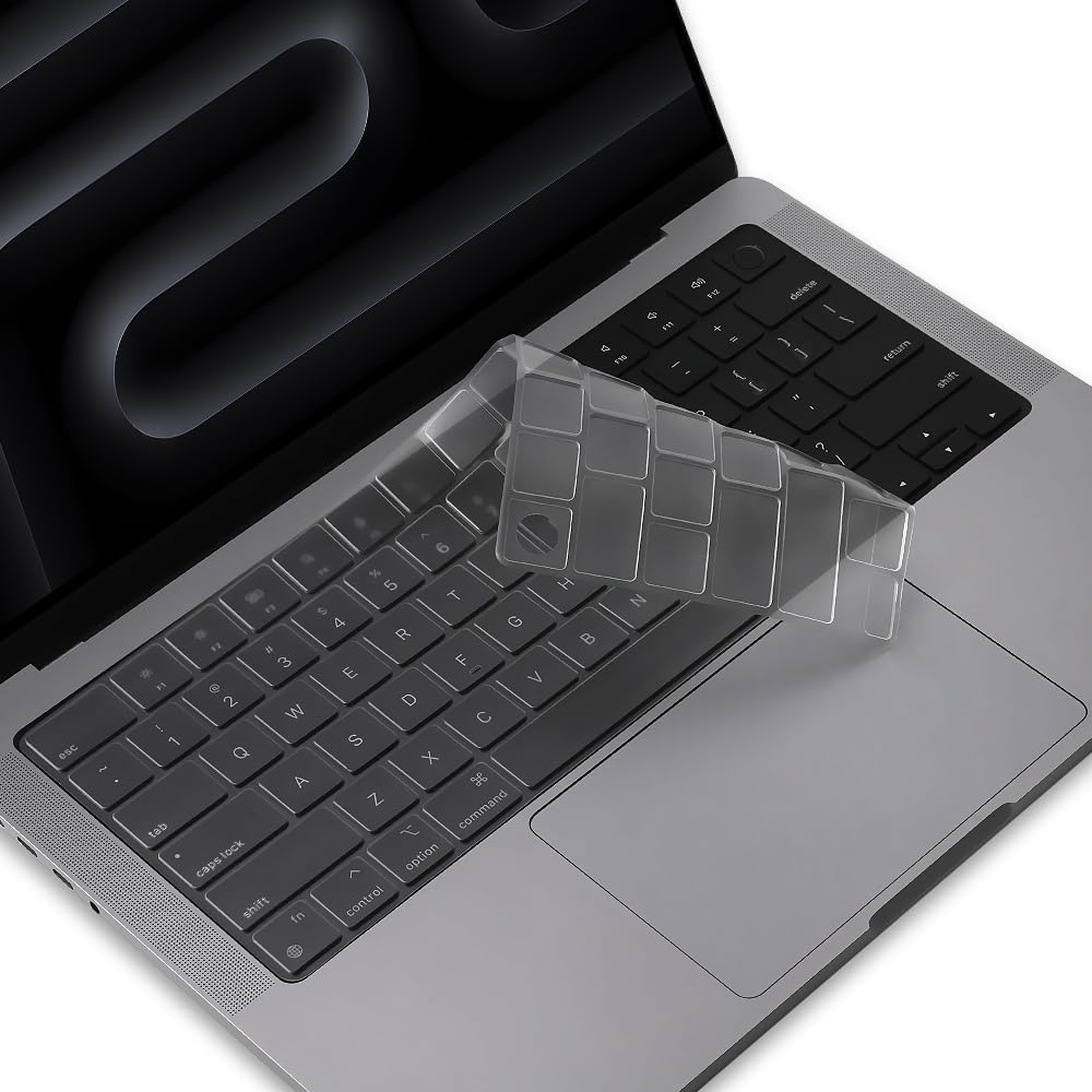 Keyboard Cover Skin for 2024-2021 Macbook Pro 14 Inch 16 Inch M4 M3 M2 M1 Pro/Max Chip Accessory (U.S Enter) Ultra Thin TPU Protector (Transparent)