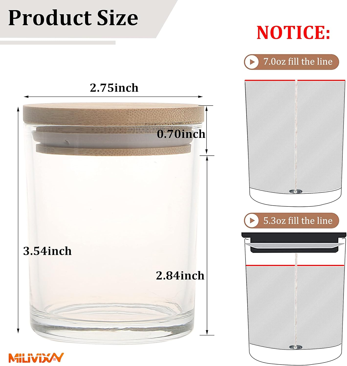 MILIVIXAY 20 Pack 7 OZ Clear Thick Glass Candle Jars with Lids - Bulk Empty C... - Picture 8 of 18
