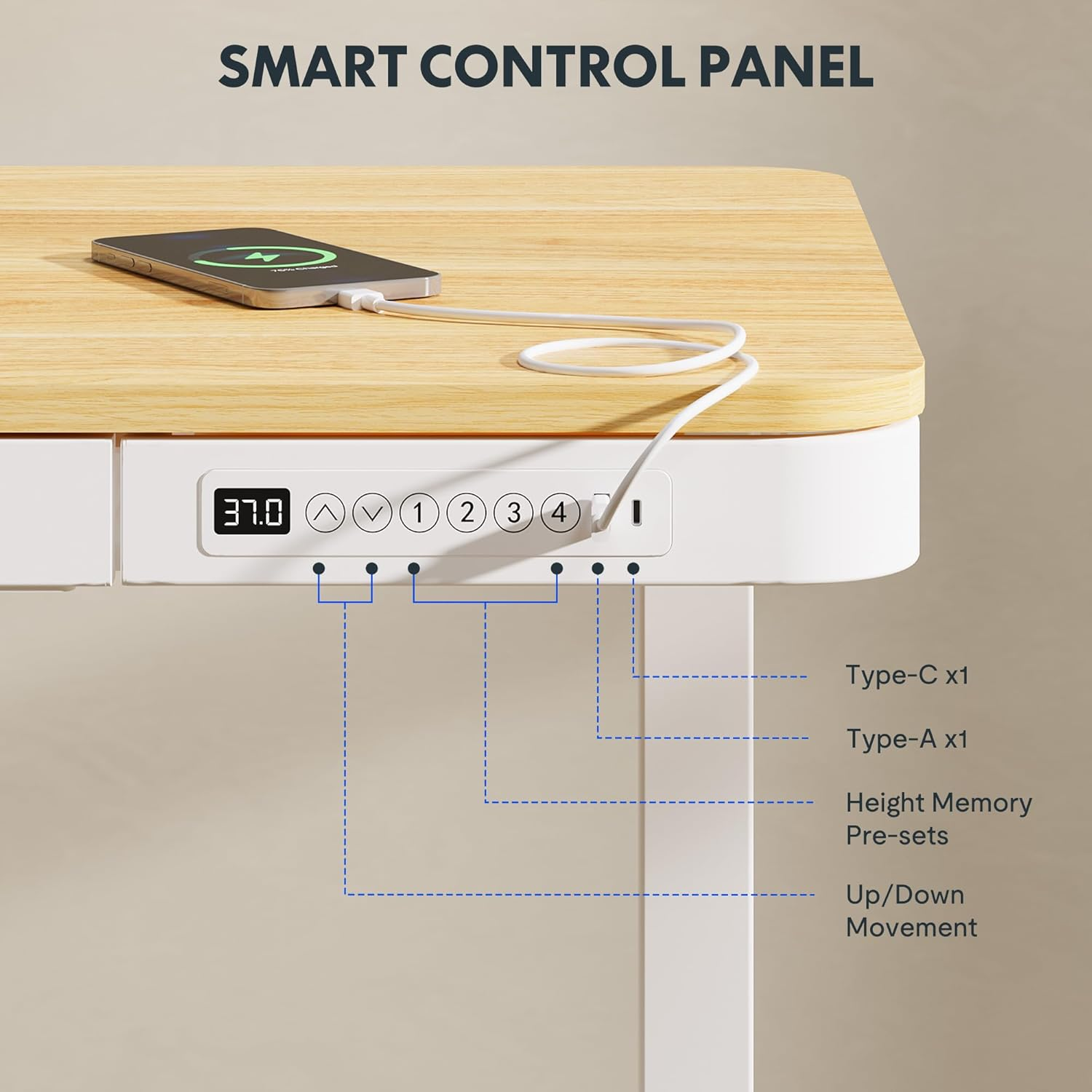 FLEXISPOT EW8 Comhar Electric Standing Desk with Drawers Charging USB A to C ... - Picture 8 of 15
