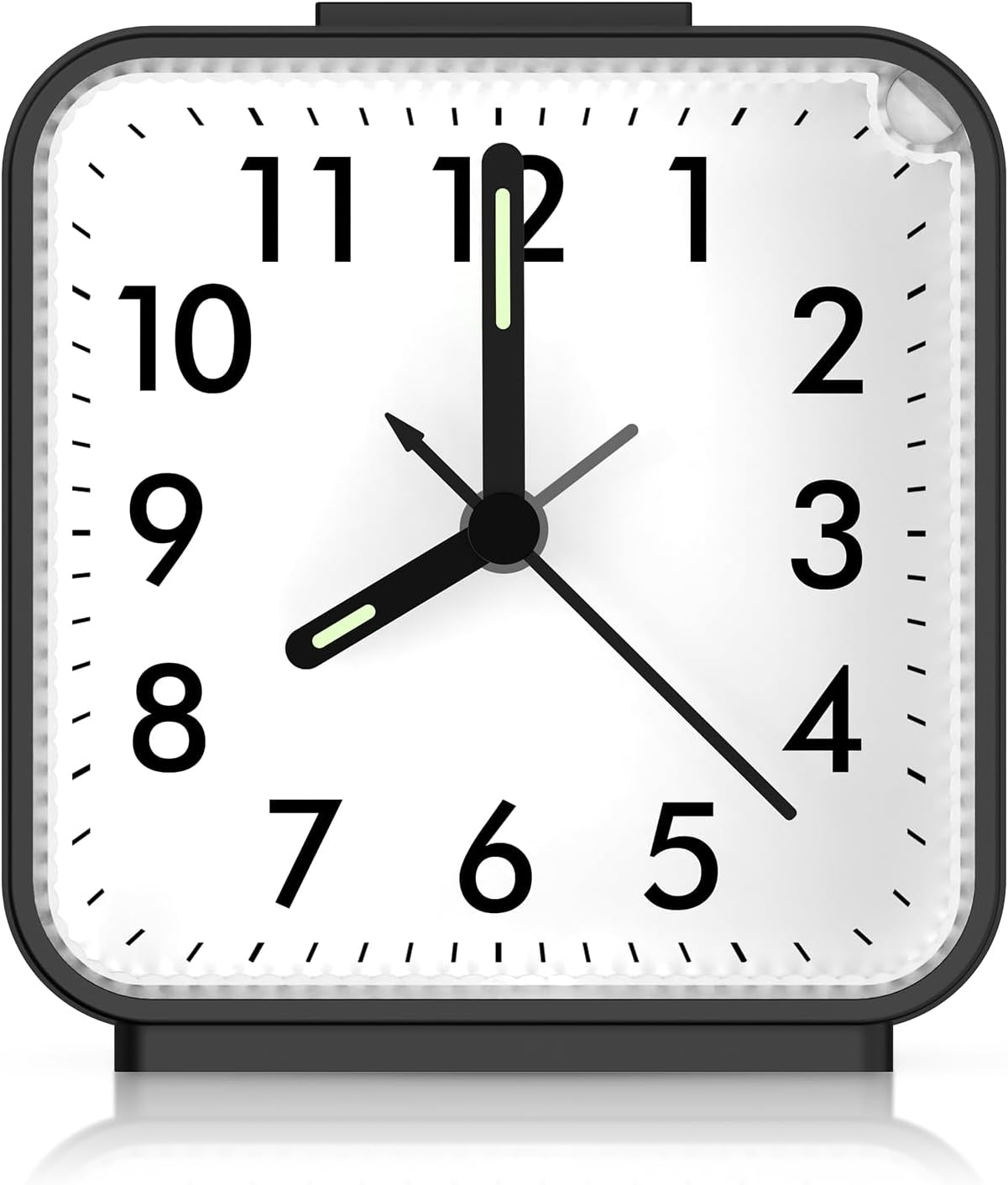 Analog Alarm Clock, Silent Non Ticking Small Clock,  Alarm Clock with Snooze & Light, Ascending Beep Sounds, Battery Operated Loud Alarm Clock for Bedroom, Bedside, Desk (Black)