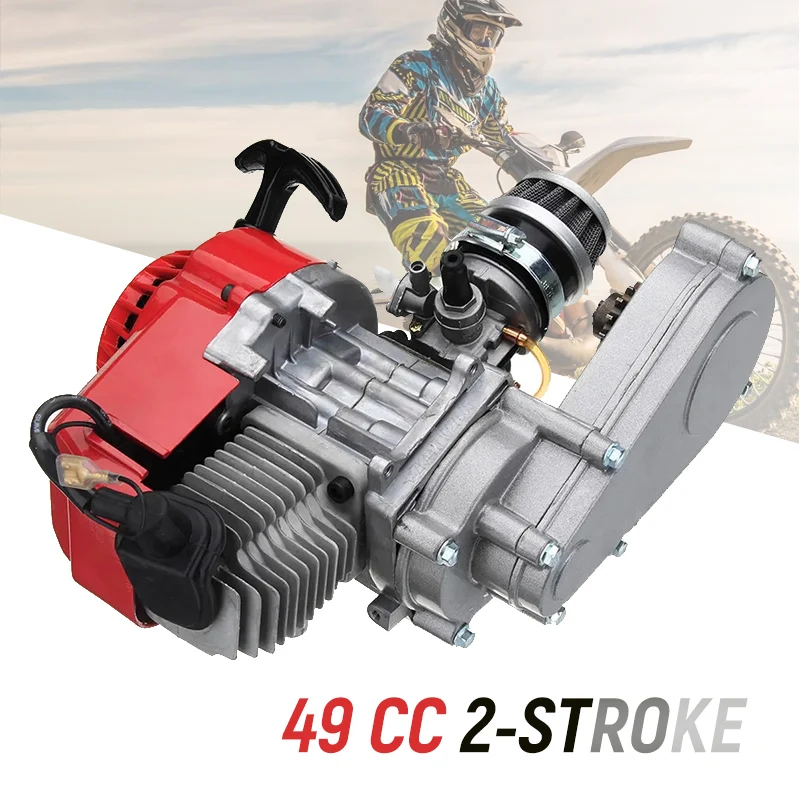 49CC Two-Stroke Pull Start Engine Motor Mini Dirt Bike Motorbike Scooter ATV Buggy 4-Wheel Quad Pit Pocket Bike Cross Bicycle