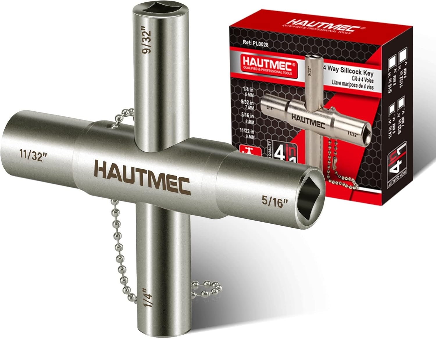 HAUTMEC 4 Way Sillcock Water Key，1/4