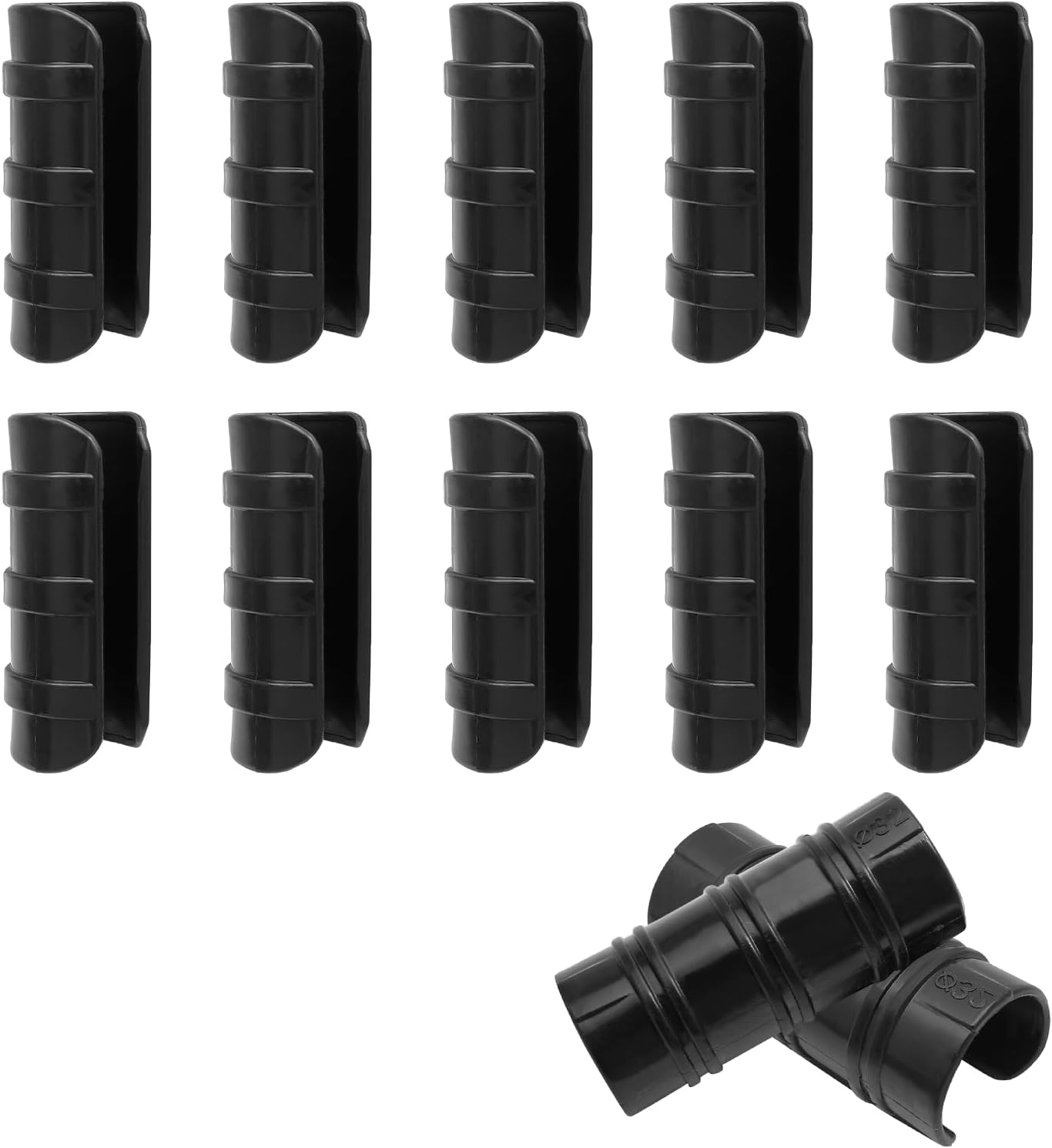 12PCS Greenhouse Clamps Clips, 1-1/4 Inch Garden Buildings Tube Clips Plastic Pipe Clamps for Greenhouse Film, Sunshade Nets, Gardening (Black)