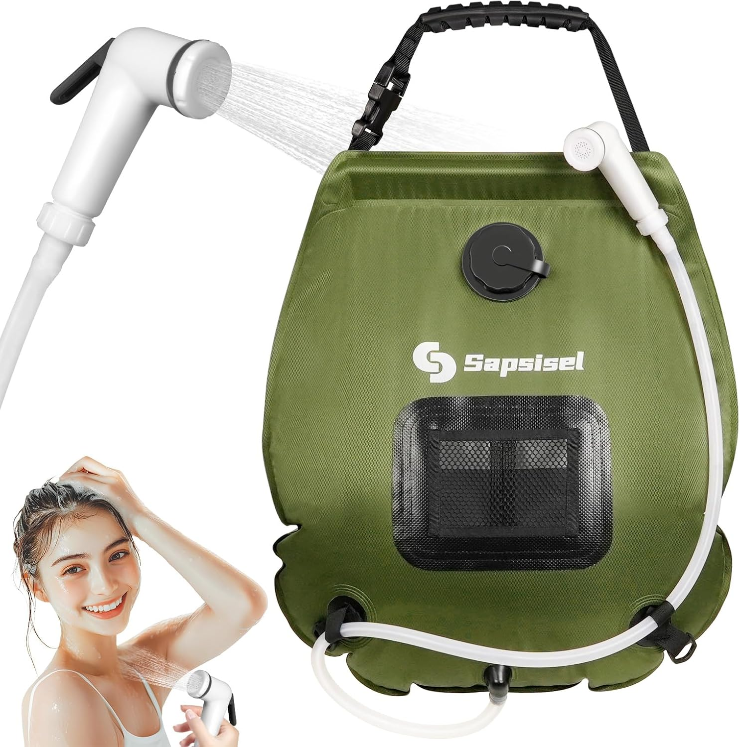 Sapsisel Camping Shower Bag, 5 Gal/20L Solar Heating Camping Shower with Upgraded Hose and Shower Head,Portable Shower for Camping,Solar Shower